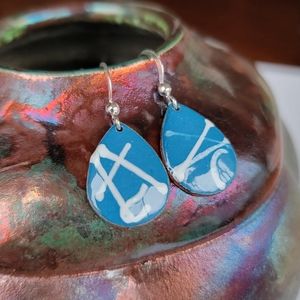 Enameled Copper Drop Earrings